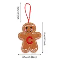 Christmas gingerbread man felt hanging ornament with red embroidered letter C detail - 11x8.5cm / Style C