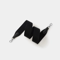Adjustable black woven shoulder strap with silver lobster clasps and leather trim - Black Strap Gold Buckle / Width 5cm Length 70cm