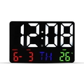 Reloj de pared LED rectangular negro con gran pantalla blanca y datos de colores - Carcasa Negra LED Multicolor