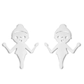 Minimalist silver steel stud earrings in gymnastic elf shape for active women - Cartoon Elf / Steel