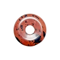 Natural pink rhodonite stone donut pendant with black spots in a polished ring shape - Mahogany Obsidian