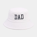 Cappello a secchiello in cotone bianco con ricamo DAD nero e tesa con cuciture - Taglia unica / Bianco