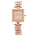 Montre à quartz carrée or rose pour femme avec bracelet à maillons serti de strass - Or rose
