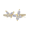 Elegant gold butterfly ring featuring sparkling marquise and round cut zircon stones - US 9 / Double Butterfly Style (DY120714) / Gold