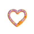 Orange heart-shaped alloy spring clasp with purple swirls and yellow polka dots - Orange Base