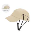 Khaki outdoor sun hat for women with 2-in-1 design and adjustable windproof chin strap - Hidden Windproof Drawstring Style / Beige