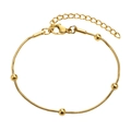 Bracciale a catena serpente in acciaio inossidabile dorato con perline e chiusura - Braccialetto di perle 4mm-Oro