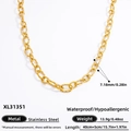 18k gold plated stainless steel chunky chain necklace 7.18mm width for women - Gold Stainless Steel Wide Chain Necklace (XL31351)