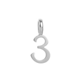 Minimalist DIY numeric 3 pendant in polished silver finish made of stainless steel - Number 3 / Silver