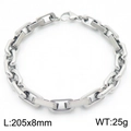 Bracciale industriale a catena quadrata in acciaio inossidabile argento da 8mm - Colore Acciaio (KB185312-Z)