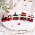 Wooden Christmas train decoration 22x7.5cm with colorful festive carriages and gift box - Train / Gingerbread Man