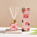 Lychee fruit scented oil diffuser with glass bottle, gold cap and white reeds - Lychee