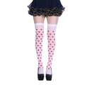 Detailed view of white over-the-knee socks with vibrant red polka dots patterns - One Size / White Socks with Red Dots