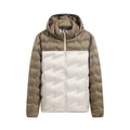 Herren Steppjacke mit Kapuze in Khaki und Weiß mit Z-Steppung auf weißem Hintergrund - L / Braun/Khaki