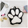 Vista piatta di uno zaino nero a zampa di gatto con dettagli 3D e accessori per la scuola - Nero