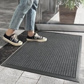 Felpudo de entrada moderno gris a rayas con textura antideslizante para interiores - 45*75cm / Baku-Gris