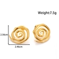 Minimalist spiral stainless steel earrings in gold finish with dimensions and weight - Spiral / Gold