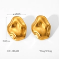 Dimensions détaillées des boucles d'oreilles dorées à texture lave avec poids précis - Style de Texture de Lave Irrégulière (HC-E10489)