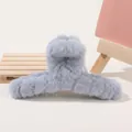 Close-up of a light blue plush hair claw clip featuring soft faux fur texture and sturdy grip - 14cm Large Plush Claw - Blue Grey
