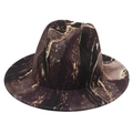 Dettaglio della trama marmorizzata tie-dye sul cappello Fedora in feltro di lana - Stile Marmo Tie-Dye Marrone Scuro e Beige (Colore 09) / M (56-58cm)
