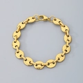 Minimalist 18K gold coffee bean link chain bracelet with polished finish and lobster clasp - Gold 9mm Bracelet