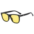 Classic square black frame sunglasses with yellow lenses and silver metal rivet accents - Black Frame Yellow Lens