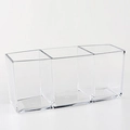 Transparent acrylic makeup brush holder with 3-slot vertical partition design - 3-Slot Transparent Oval Shape
