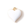 White heart-shaped alloy pendant with golden frame for DIY jewelry making and crafts - White Gold Plated