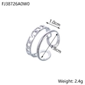 Macro detail of silver-tone hollow chain ring showing 1.0cm width and 1.8cm inner diameter - FJ38726 Double Layer / Silver