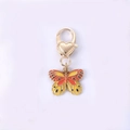 Hip-hop butterfly metal keychain with orange enamel wings and heart-shaped buckle - Orange Yellow Butterfly