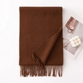 Sciarpa marrone effetto lana con frange, morbida maglia per il calore invernale - 180x30cm / Caramello Scuro (-14)