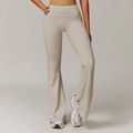 High-waisted flared yoga pants in creamy white made from high-elastic performance fabric - S / Grey Apricot