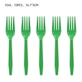 Set of 10 green plastic forks for Hawaii party measuring 16.1x3cm on white background - Plastic Forks / Dark Green