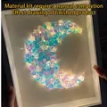 DIY Mondkristalllampe mit warmem LED-Licht in weißem 3D-Bilderrahmen-Set - 10 Zoll Mond Hellblau (Bausatz)