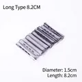 10-piece set of grey 1.5cm diameter nylon hair rollers with black elastic bands - Long Type with Cover / 1.5cm / 8.2cm / Gray