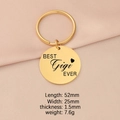 Detailed view of golden stainless steel tag with BEST Gigi EVER engraving and dimensions - Gigi / Gold