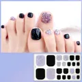 Detailansicht der H164 Fußnagelaufkleber in glänzendem Schwarz und lila Glitzer-Finish - H164 Schwarz und Lila Glitzer