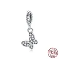 Sparkling S925 sterling silver butterfly pendant with pave-set cubic zirconia crystals - Butterfly SCX121
