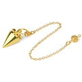 Goldenes massives Messing-Pendel mit vierstufigem Turmdesign und filigraner Metallkugelperle - Stil 17
