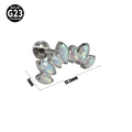 G23 titanium labret stud with fan-shaped marquise white opal stones 13.5mm width - NO 2-Opal Curved / 1.2x8mm / Steel