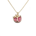 Collar chapado en oro con colgante de árbol en esmalte rosa y diamantes en cadena box - Cadena de cajitas / Dorado/Rosa