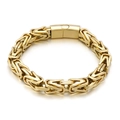 Pulsera de cadena bizantina para hombre en oro con cierre geométrico cuadrado de acero titanio - Dorado