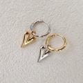 Boucles d'oreilles créoles cœur bicolores or et argent avec finition polie brillante - Or et Argent Mélangé (SH021)
