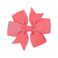 Coral pink grosgrain ribbon bow hair clip with classic layered swallowtail design - Coral Pink