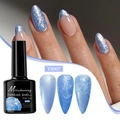 Detailed view of TS007 light blue pearl shell thread texture nail gel polish bottle - Shell Thread Gel TS007 (Light Blue)