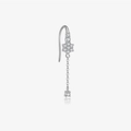 S925 Sterling Silber Quastenohrring mit Schneeflocken-Zirkonia-Anhänger und Haken - Einzelstück / Silber (Platin - Einzeln)