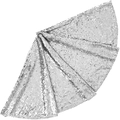 Elegant silver sequin Christmas tree skirt with dense reflective glitter finish - Silver