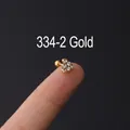 Golden stainless steel cartilage earring with white zircon inlay and screw ball back - 2# Gold