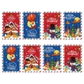 Set di 8 adesivi natalizi per bottiglie di vino con illustrazioni festive a fumetti - Adesivi per Bottiglie di Vino di Natale (L-00352)