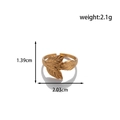 Adjustable leaf-shaped stainless steel ring in golden finish with 2.1g weight - Double Leaf Design